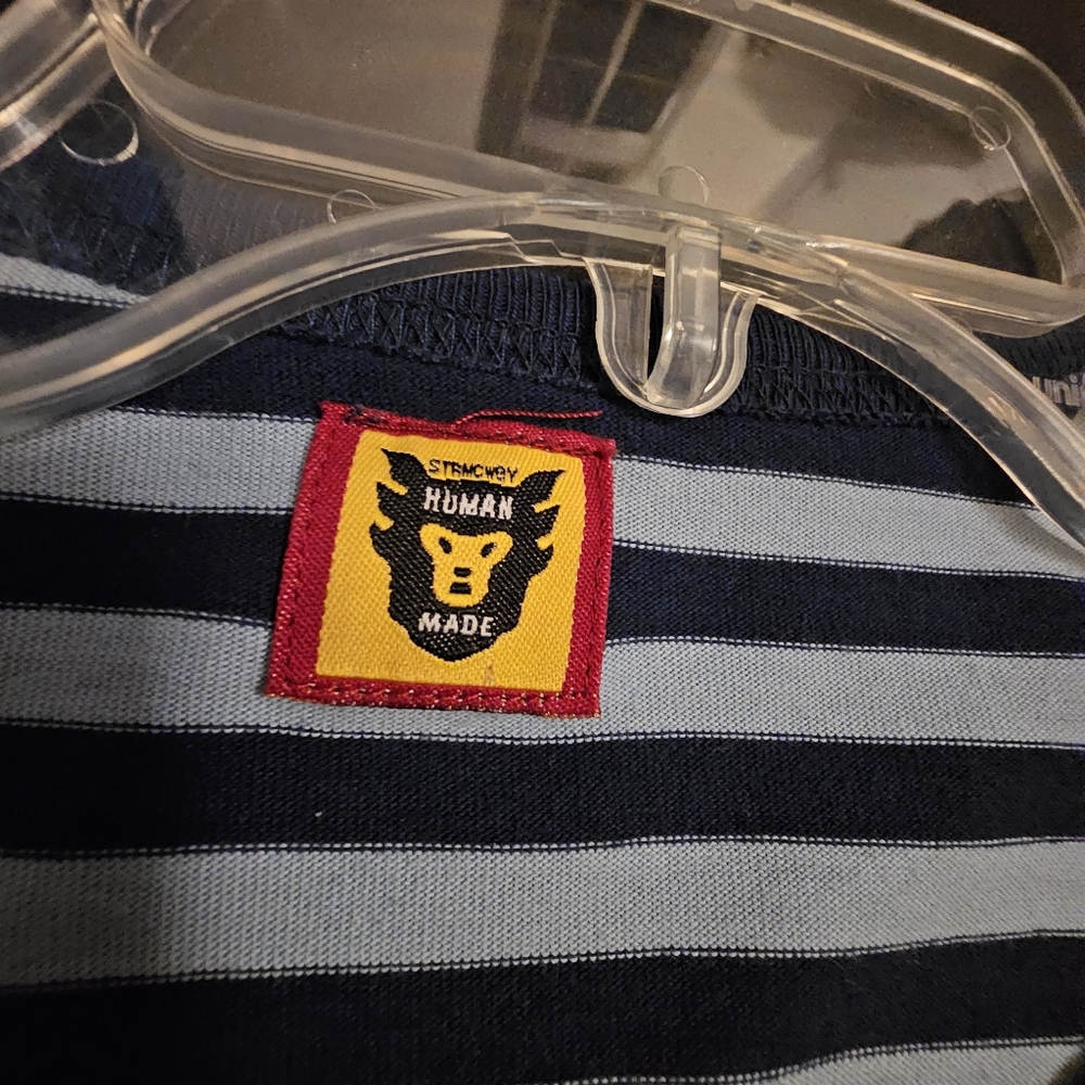 Human Made Blue Striped Long Sleeve Shirt Mens Medium - Picture 4 of 4